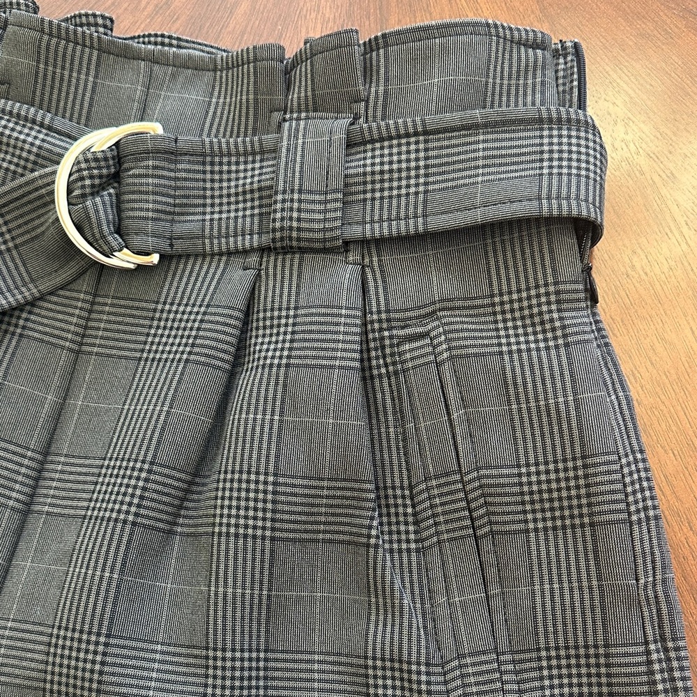 GANNI Plaid Paperbag High-Waist Belted Shorts | Size S - Picture 7 of 15